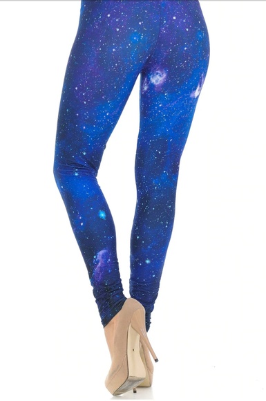 Creamy Soft Blue Galaxy Leggings Size 0-10 - Picture 5 of 5